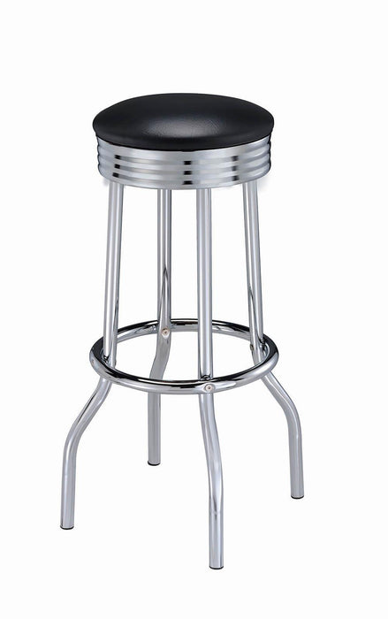Theodore Upholstered Top Bar Stools Black and Chrome (Set of 2)