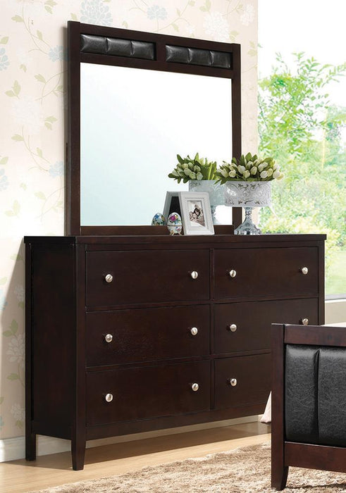 Carlton Upholstered Rectangular Dresser Mirror Cappuccino