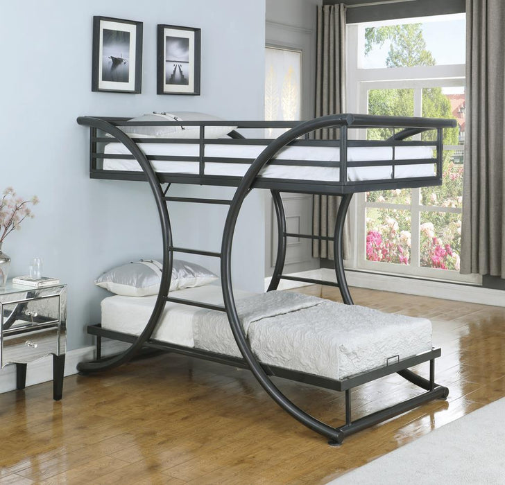 Stephan Contemporary Gunmetal Twin-over-Twin Bunk Bed