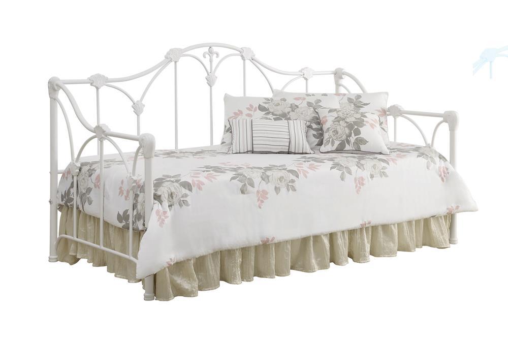 Halladay Twin Metal Daybed with Floral Frame White